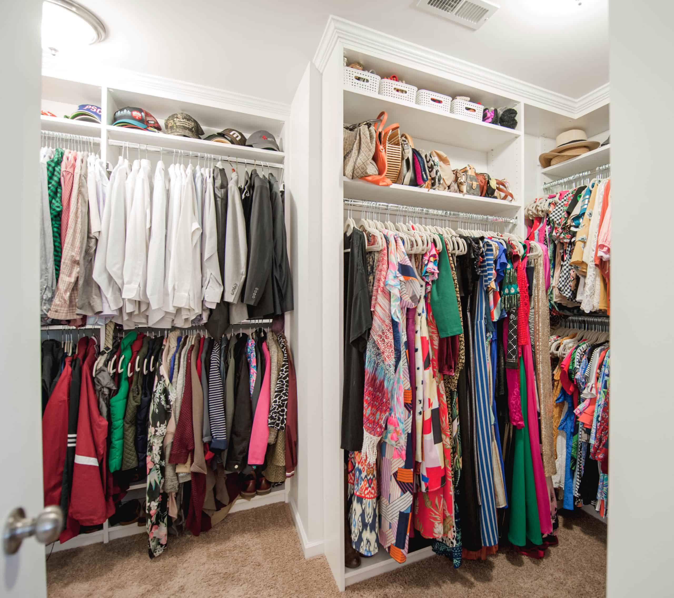 An organized custom closet from Closets by Design.