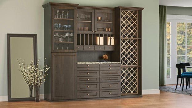 A custom wine rack and organization system from Closets by Design.