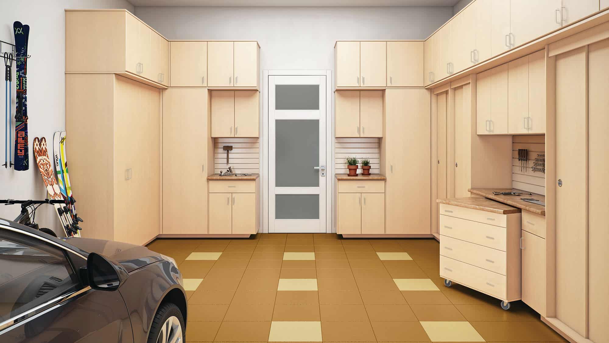 An organized custom garage from Closets by Design.