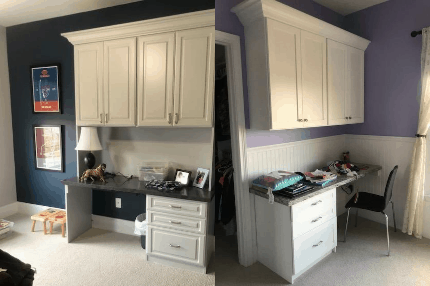 Examples of homework stations designed by Closets by Design